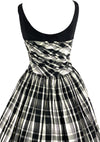 Striking 1950s B&W Plaid Taffeta Dress- New!