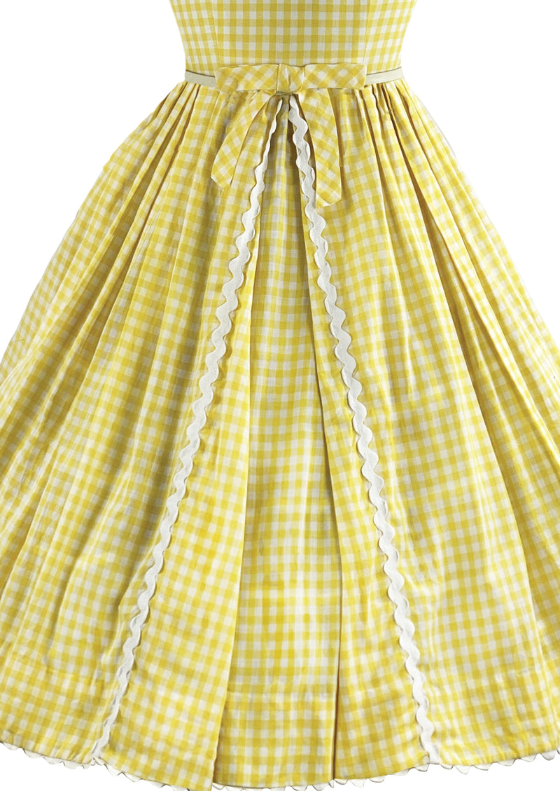 Late 1950s to Early 1960s Yellow and White Gingham Dress- NEW!