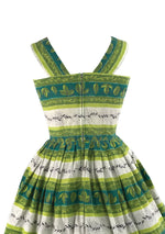 1950s Toni Todd Green Cotton Stripe Dress- New!