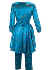 1950s Rose blue Brocade Hostess Pyjama Set- New!