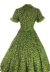 Spectacular Early 1950s Green Daisy Print Dress- New!