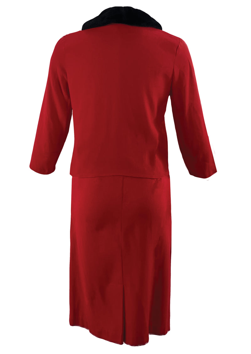 Vintage Early 1960s Ruby Red Wool Blend Suit- NEW!