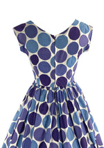 Vintage 1950s Purple and Blue Circle Novelty Print Dress- New!
