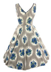 Vintage 1950s Blue Cameo Roses Cotton Dress- New!
