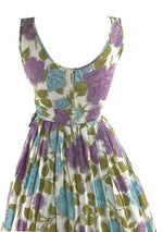 Late 1950s Lavender & Blue Rose Print Dress- New!