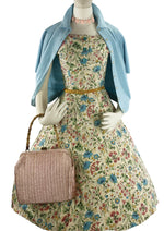 Vintage 1950s - 1960s Pink Raffia Handbag-  New!