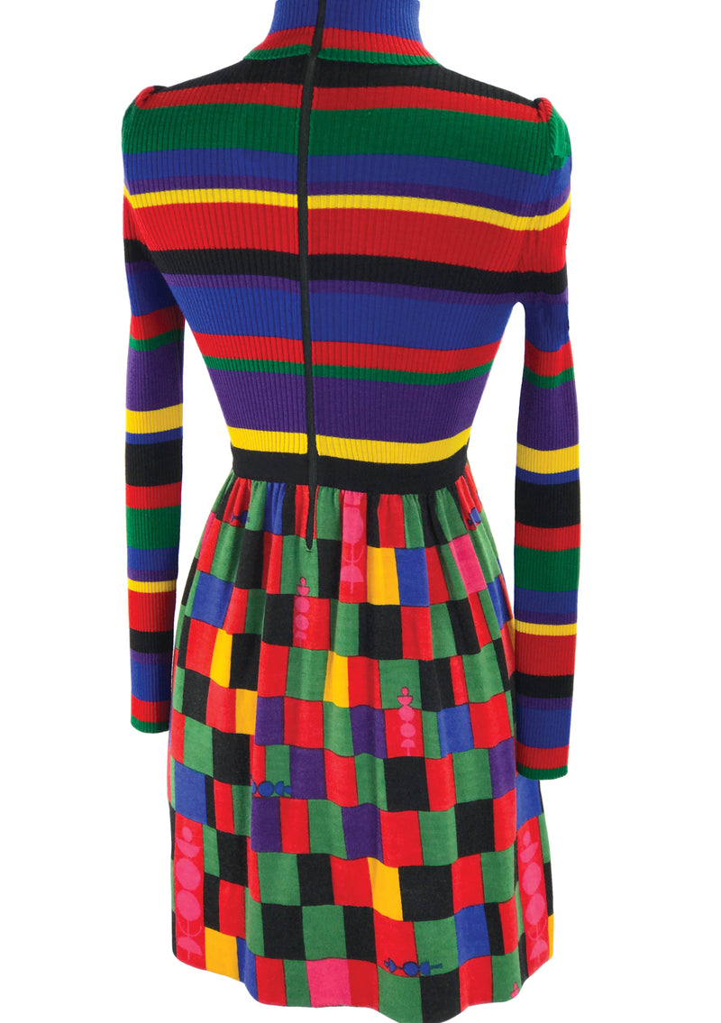 1960s Colour Block Designer Knit Dress- New!