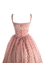 Late 1950s Early 1960s Pink & White Gingham Cotton Dress  - New!