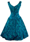 1950s Designer Frank Usher Teal Floral Brocade Cocktail Dress- New!
