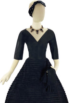 Early 1950s Black Taffeta Cocktail Dress New!