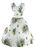 Vintage 1950s 3D Trapunto Floral Bouquet Dress- New!