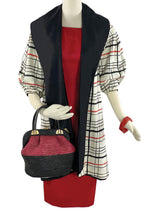 Vintage 1950s Red, White and Black Plaid Coat - New!