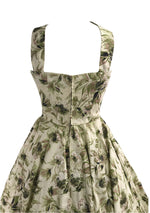 Vintage 1950s Cross-Over Neckline Floral Dress - New!