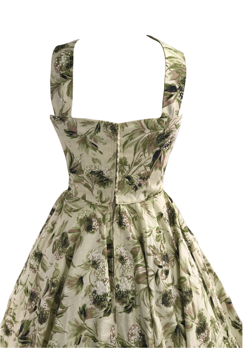 Vintage 1950s Cross-Over Neckline Floral Dress - New!