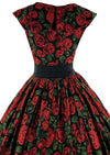 Vintage 1950s Red Roses Brushed Cotton Dress- New!