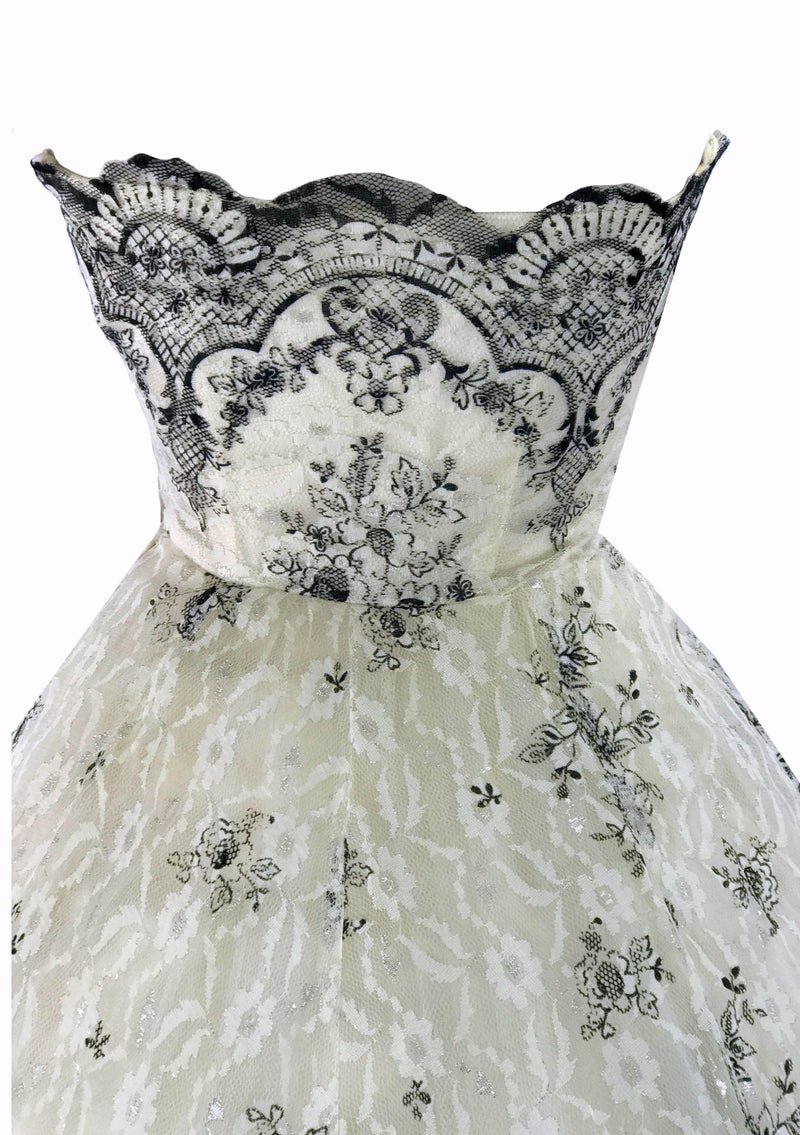 Vintage 1950s White & Black Lace & Tulle Party Dress - New! Coutura Vintage Vintage 1950s White & Black Lace & Tulle Party Dress - New! Coutura Vintage