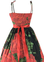 Vintage 1950s Collectable Large Red Roses Dress- New!