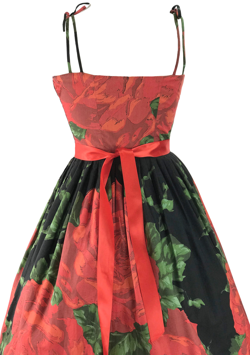 Vintage 1950s Collectable Large Red Roses Dress- New!