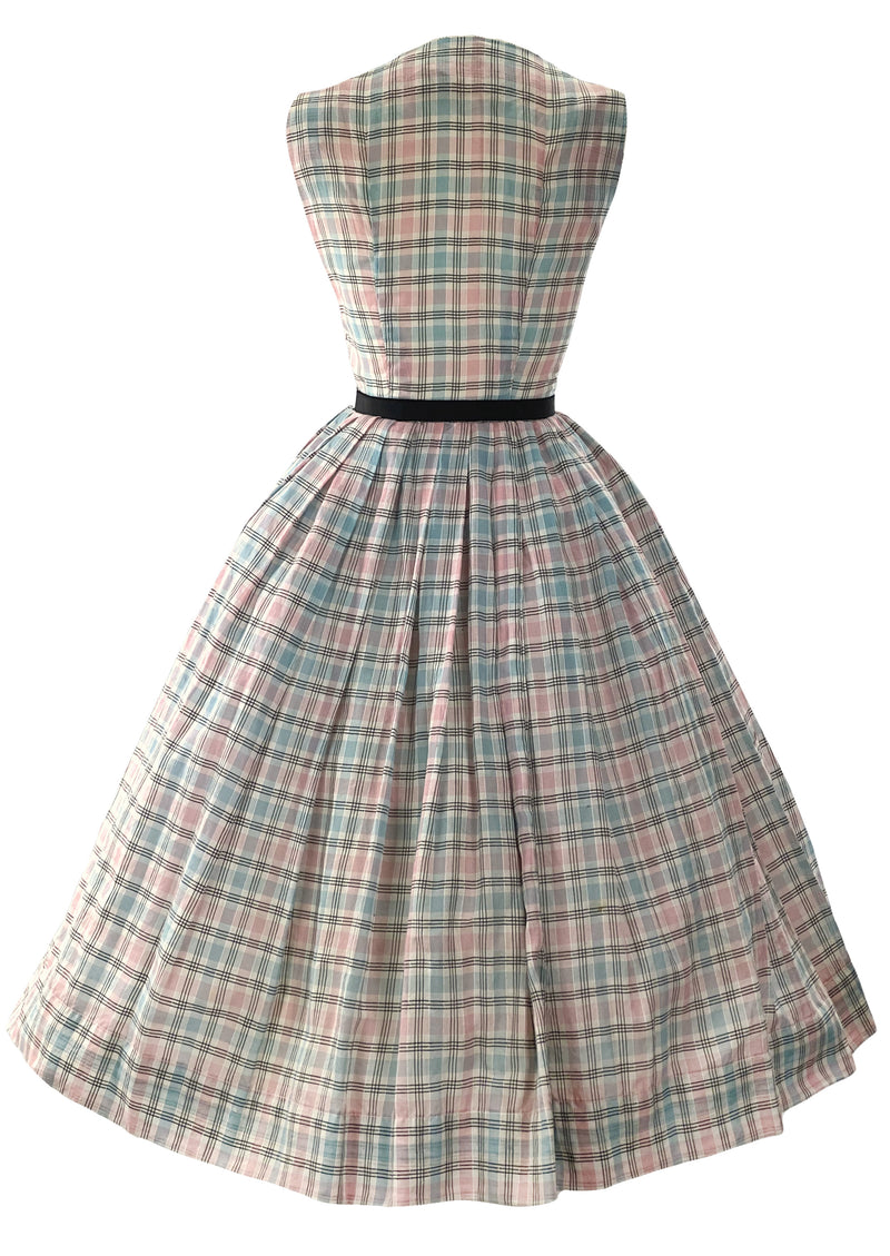 Late 1950s Early 1960s Pink & Blue Plaid Dress - New!