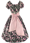 1950s Dancing Rose Petals Cotton Dress- New!