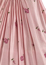Vintage Late  1950s Pink Gingham Dress with Roses - NEW!