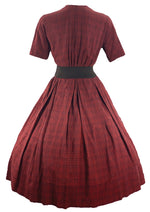 Late 1950s to Early 1960s Red Plaid Cotton Dress- New!