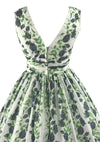 Vintage 1950s Trailing Blue Roses Swiss Dot Dress- New!