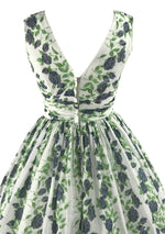 Vintage 1950s Trailing Blue Roses Swiss Dot Dress- New!