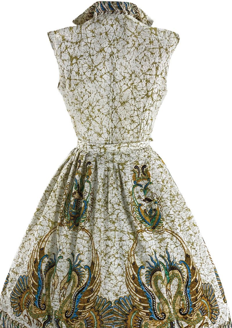 Vintage 1950s Dragon Print Cotton Dress- New!