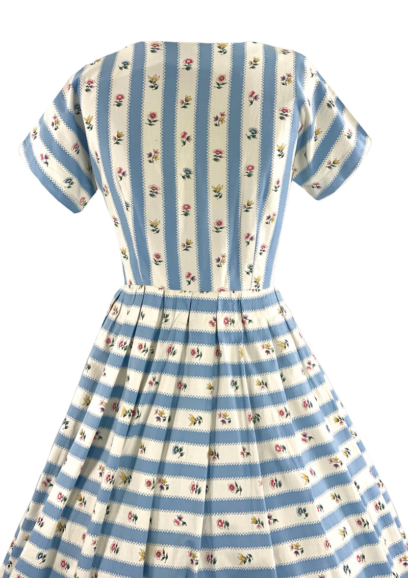 Late 1950s Blue and White Ribbon Effect Dress- New!