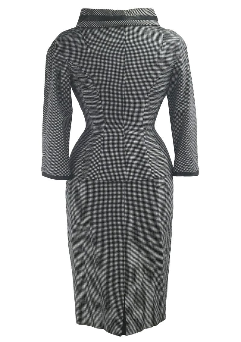 1950s Lilli Ann Designer Navy & White Houndstooth Suit - New!