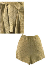 Groovy 1970s Gold Lame Party Dress & Hot Pants Ensemble- New!