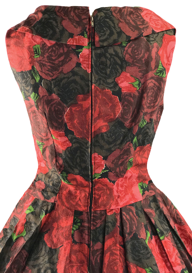 1950s House of Worth Couture Red Roses Party Dress  - New!