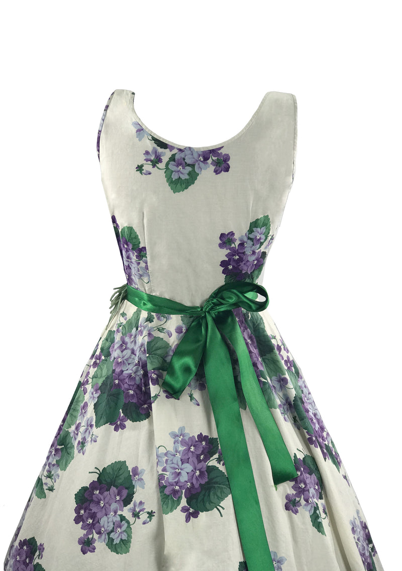 Vintage 1950s Violets Print Cotton Dress- New! (RESERVED)