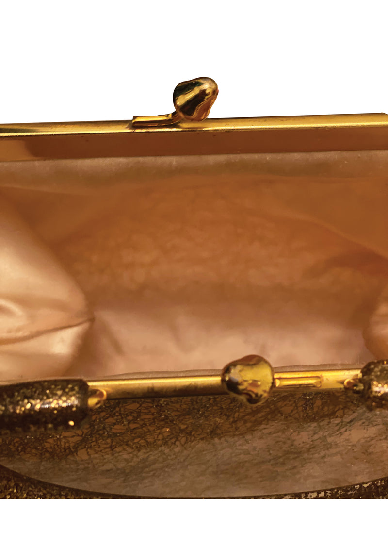 Late 1950s to Early 1960s Gold Glitter Vinyl Purse - NEW!