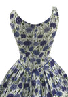 Vintage 1950s Blue Carnations Cotton Dress- New!