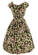Early 1960s Impressionist Floral Print Cotton Dress- NEW!