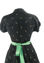 Late 1940s  Novelty Chapeau Black Taffeta Dress - New!