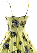 1950s Daffodil Yellow Floral Cotton Dress Ensemble - New!