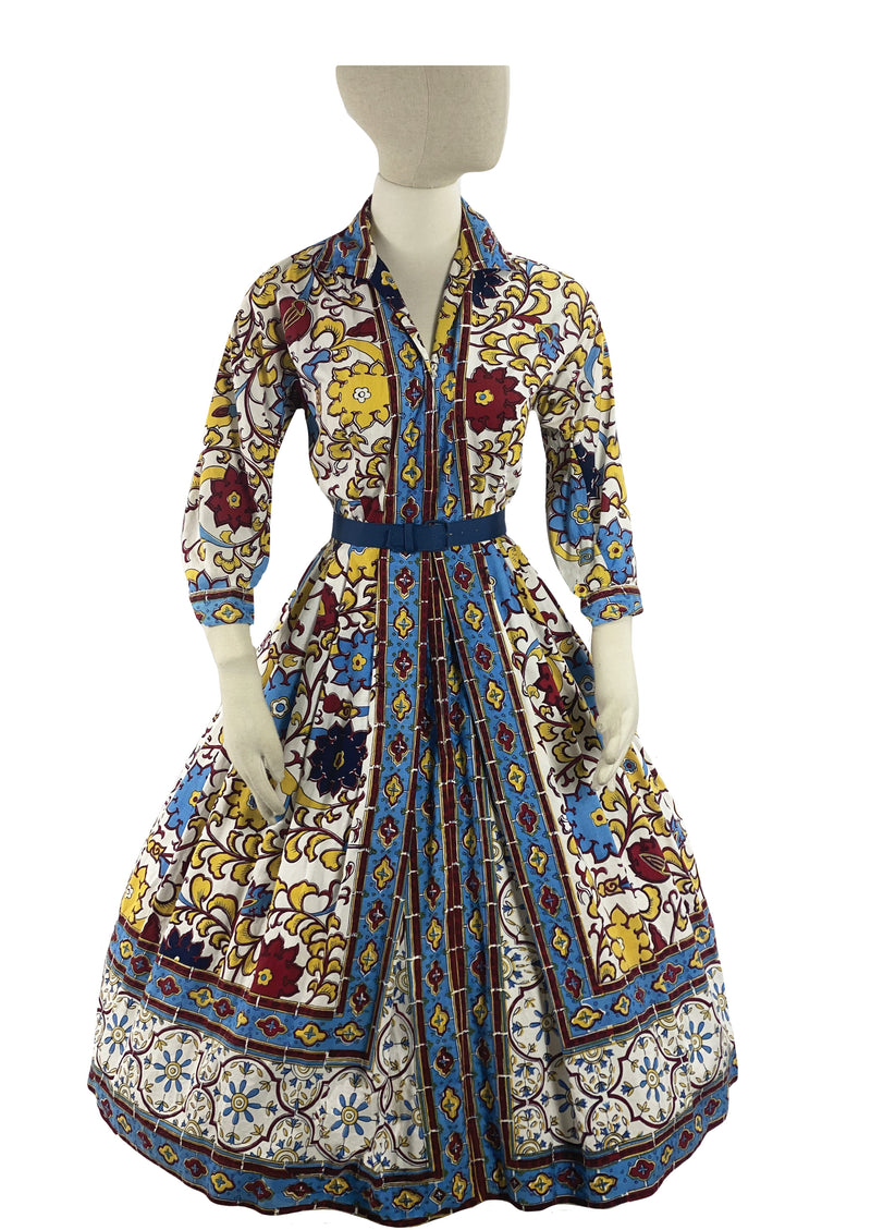 Vintage 1950s Hawaiian Print Cotton Dress - New!