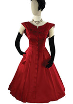 1950s Designer Red Silk Satin New Look Cocktail Dress New! ON HOLD