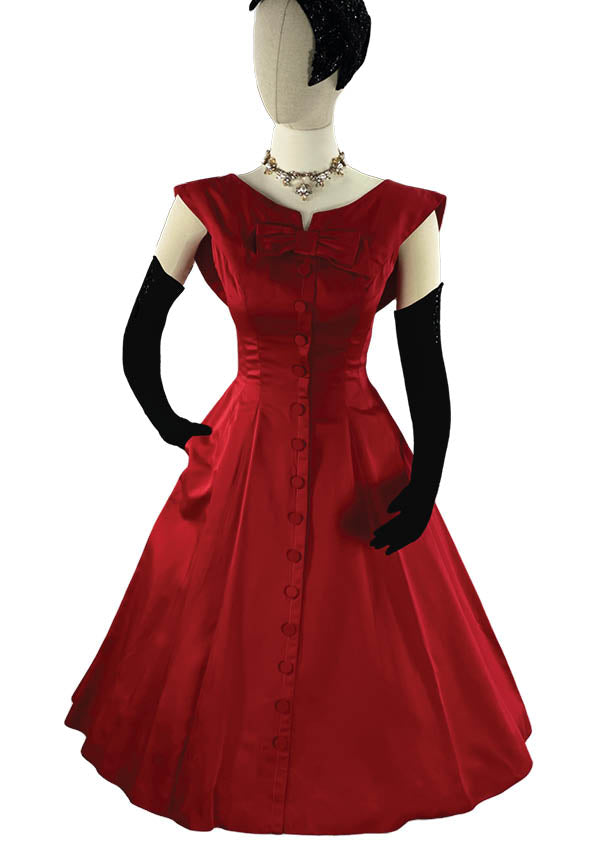 1950s Designer Red Silk Satin New Look Cocktail Dress New! ON HOLD Coutura Vintage 1950s Designer Red Silk Satin New Look Cocktail Dress New! ON HOLD Coutura Vintage