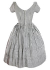 Late 1950s Early 1960s White and Charcoal Stripes Dress- New!