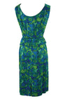 Early 1960s Blue and Green Abstract Print Silk Dress - NEW!