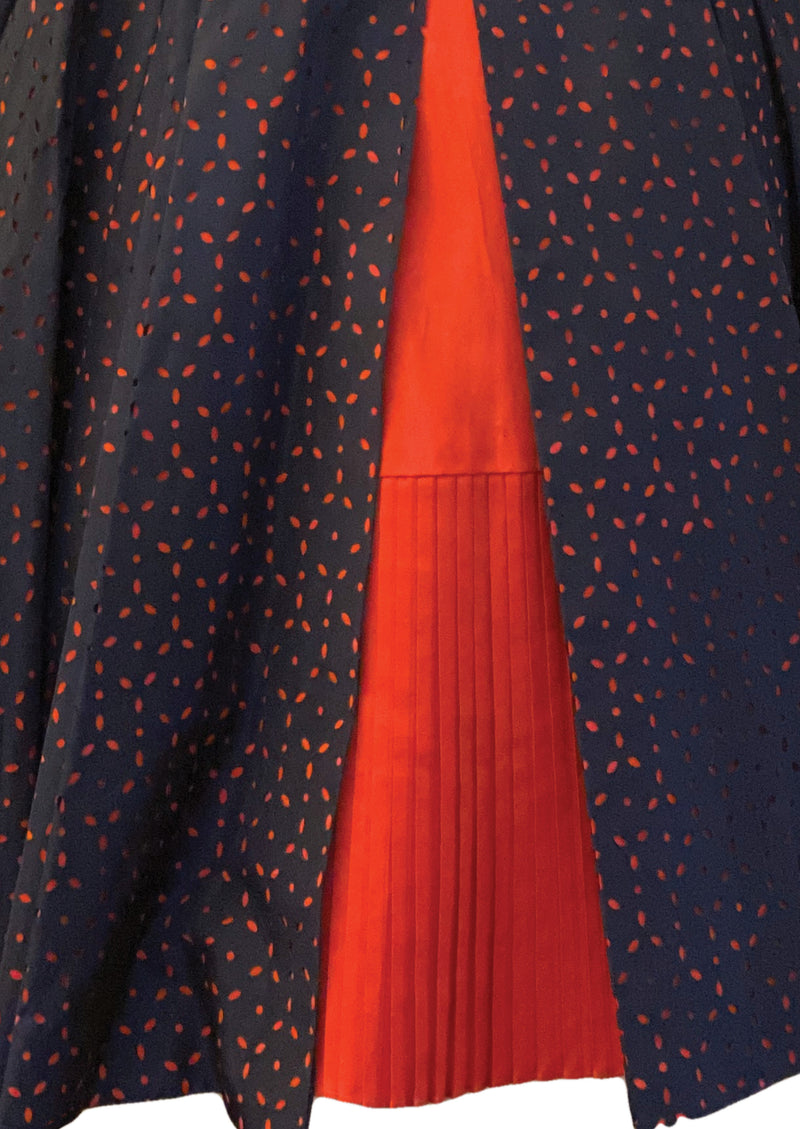 Late 1950s to Early 1960s Red & Blue Taffeta Dress- New!