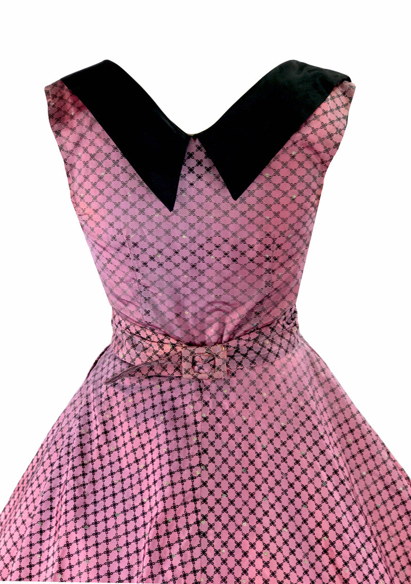 1950's Purple & Black Flocked Party Dress Ensemble - New!