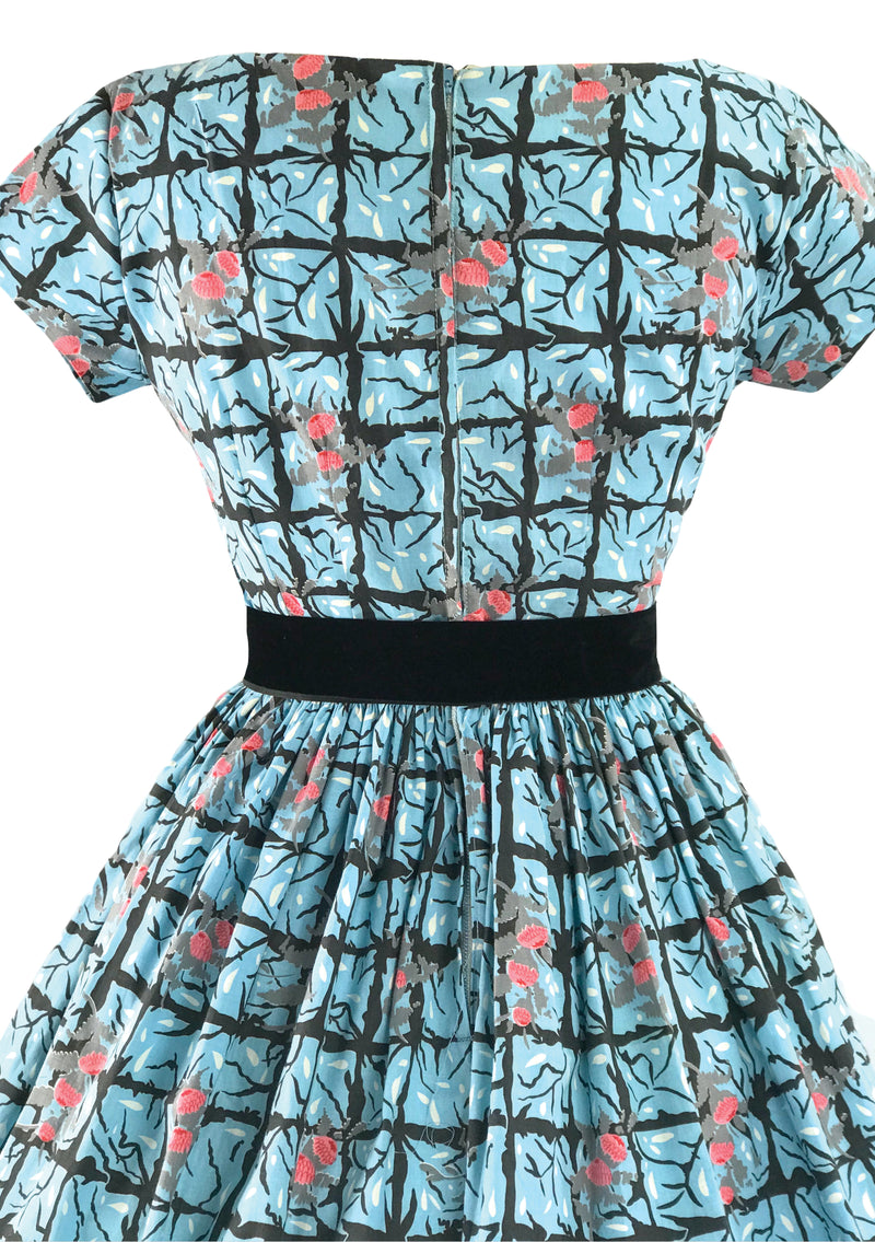Vintage 1950s Australian Waratah Print Cotton Dress - New!
