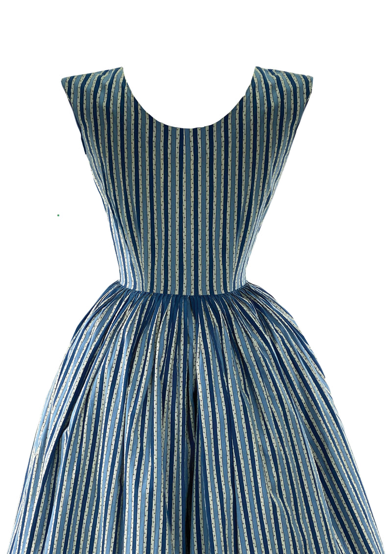 Vintage 1950s Blue and White Stripes Horrockses Dress- New!