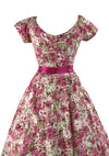 1950s Pink Roses with Sequins Cotton Dress- New!