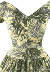Elegant 1950s Leaf Print Cotton Dress - New! (On hold)
